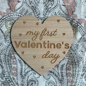 Wooden Heart First Valentine's Day Photo Prop